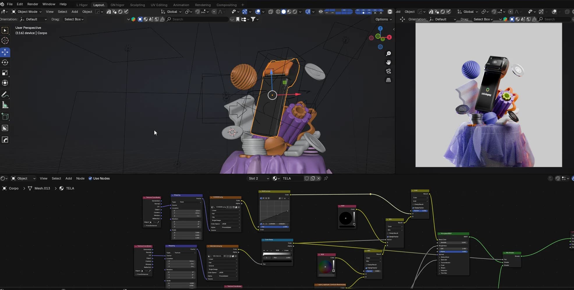 Wide 3D scene from the InfinitePay Lightness campaign